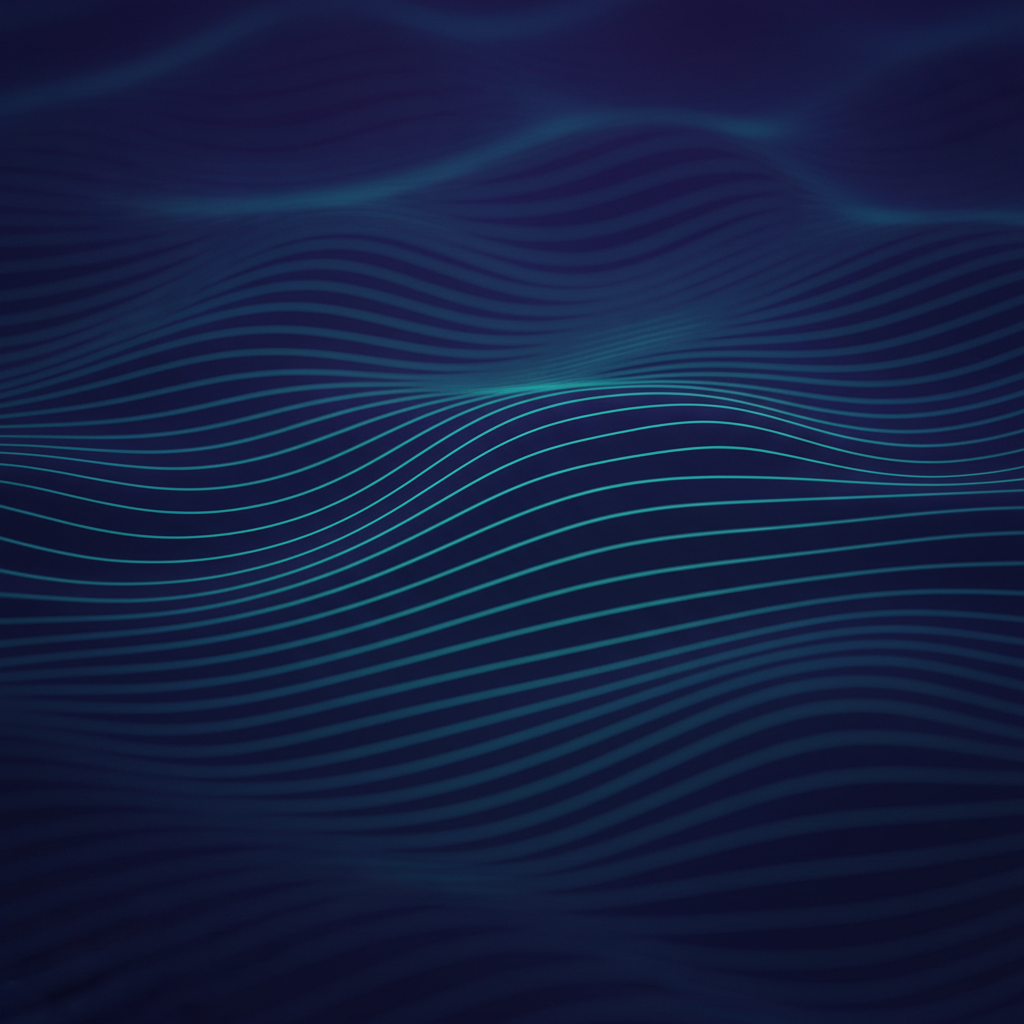 Aviamasters 2 ocean surface close-up: dark indigo base color with slight greenish tint like deep sea water at night, thin turquoise-blue horizontal curved wave lines creating subtle texture